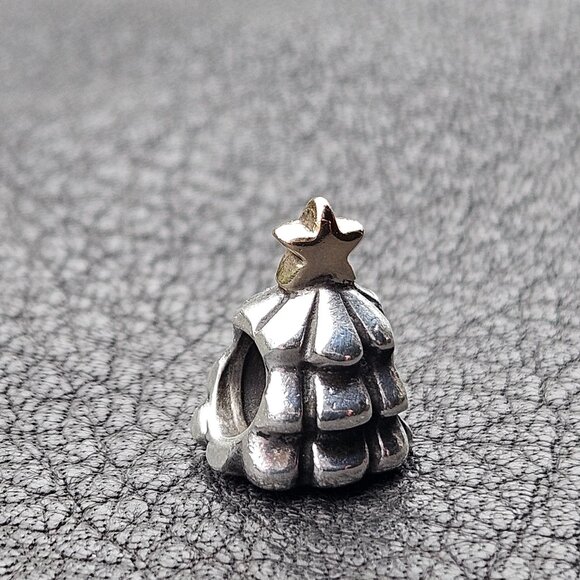 Pandora Sterling Christmas Tree Charm with 14K Gold Star (Retired) - Picture 2 of 6